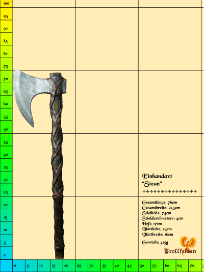 Stean LARP Axt Einhand Trollfelsen Maße Stean LARP Axt Einhand Trollfelsen Maße
